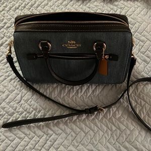 This is a never worn denim limited edition coach crossbody bag